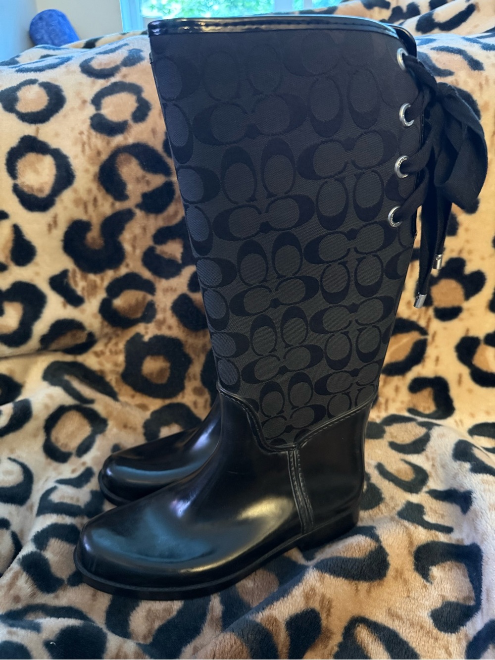 Coach Tristee Lace-up Signature Canvas Rain Boots